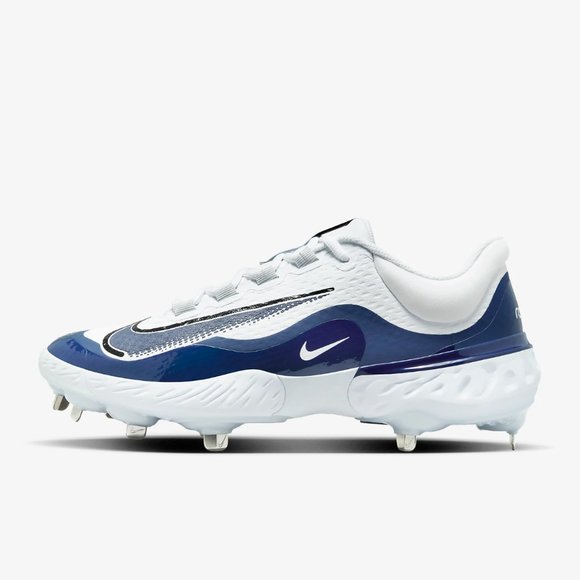 Nike Alpha Huarache Elite 4 Low Baseball Cleats White Navy FD2745-103 Mens Sz 13 - Picture 3 of 7